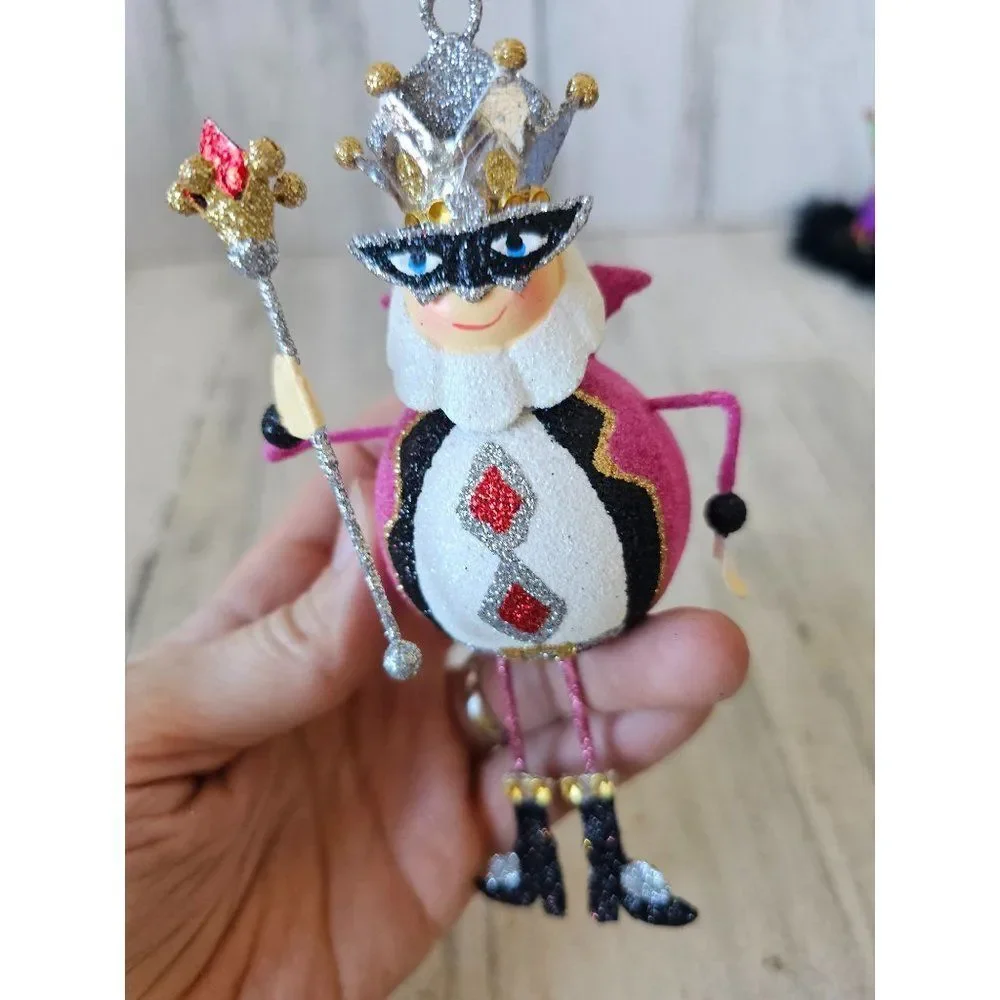 Pier 1 King glitter ornament‎ valentine jester unique vintage pink Xmas tree